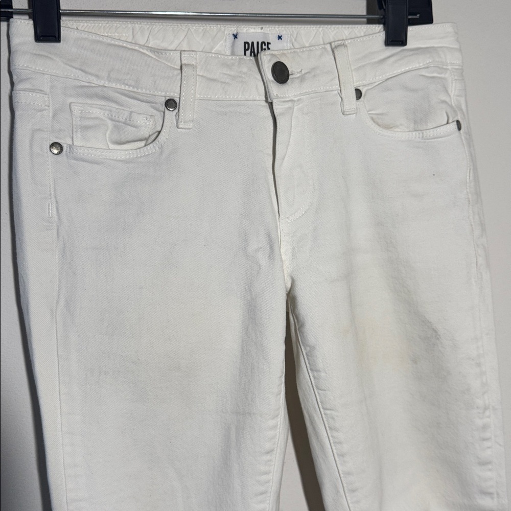 PAIGE Skyline Ankle Peg Women's Optic White Skinny Jeans Sz 27 rise 8” - Picture 5 of 14